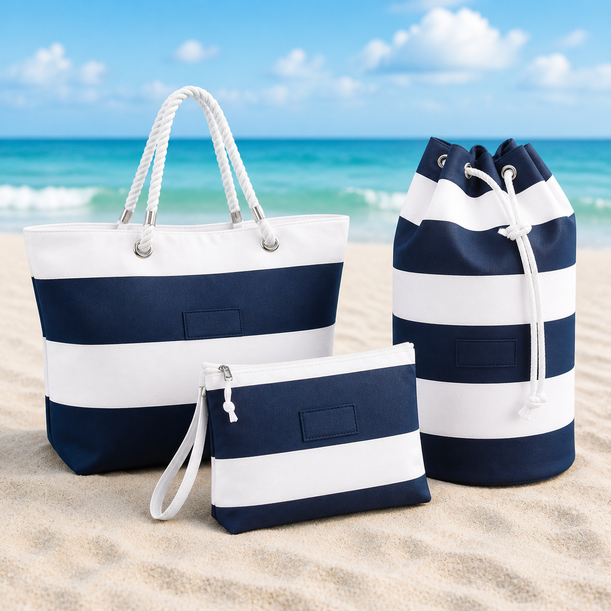 Linea Riviera Aqua Prestige con borsa, sacca e pochette personalizzate