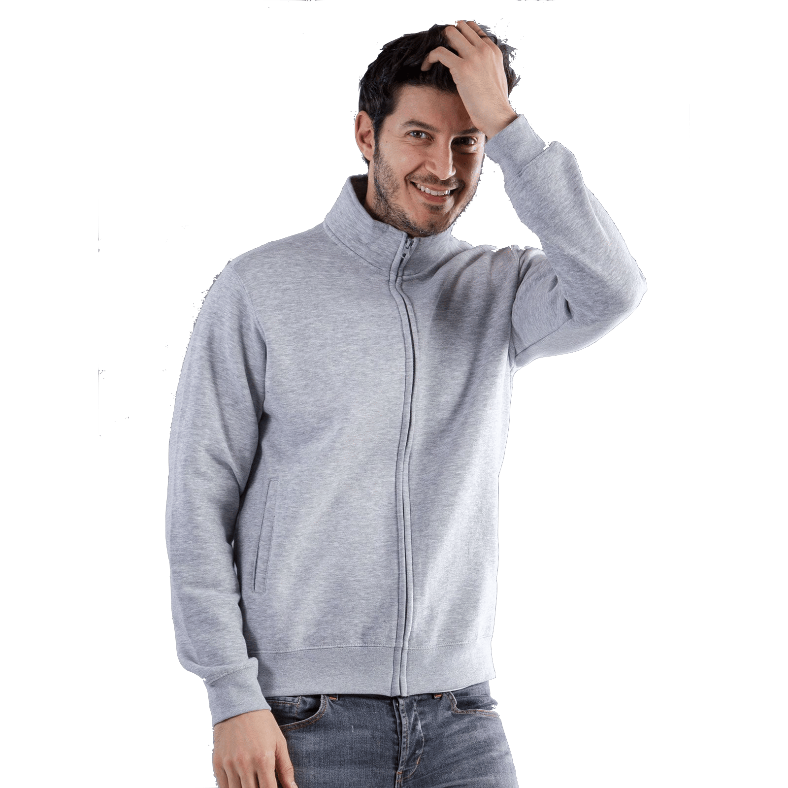 Felpa con cerniera intera ricamata col logo