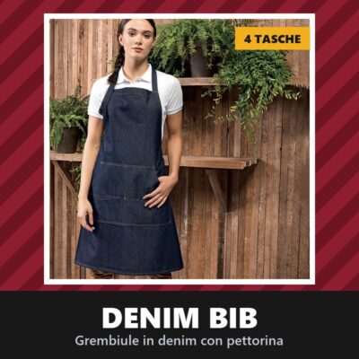 Jeans Stitch Denim Bib Apron
